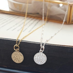 Sterling Silver Leopard Necklace, 24k Gold Necklace, Silver Initial Necklace, Gold Initial Necklace, Disc Necklace, Mother&#39;s Day