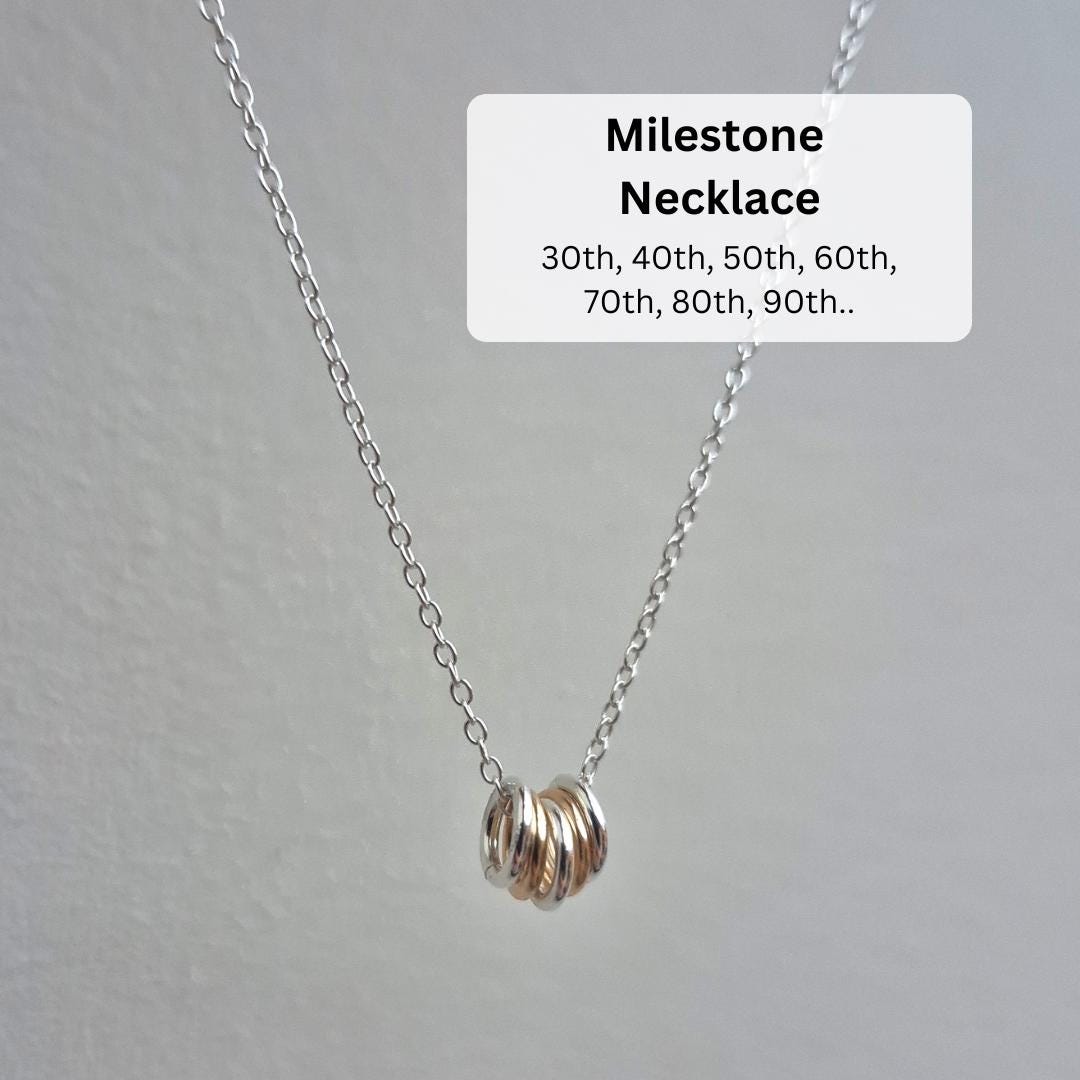Sterling Silver Milestone Necklace: Birthday Rings, Decade Gift, 30th ...