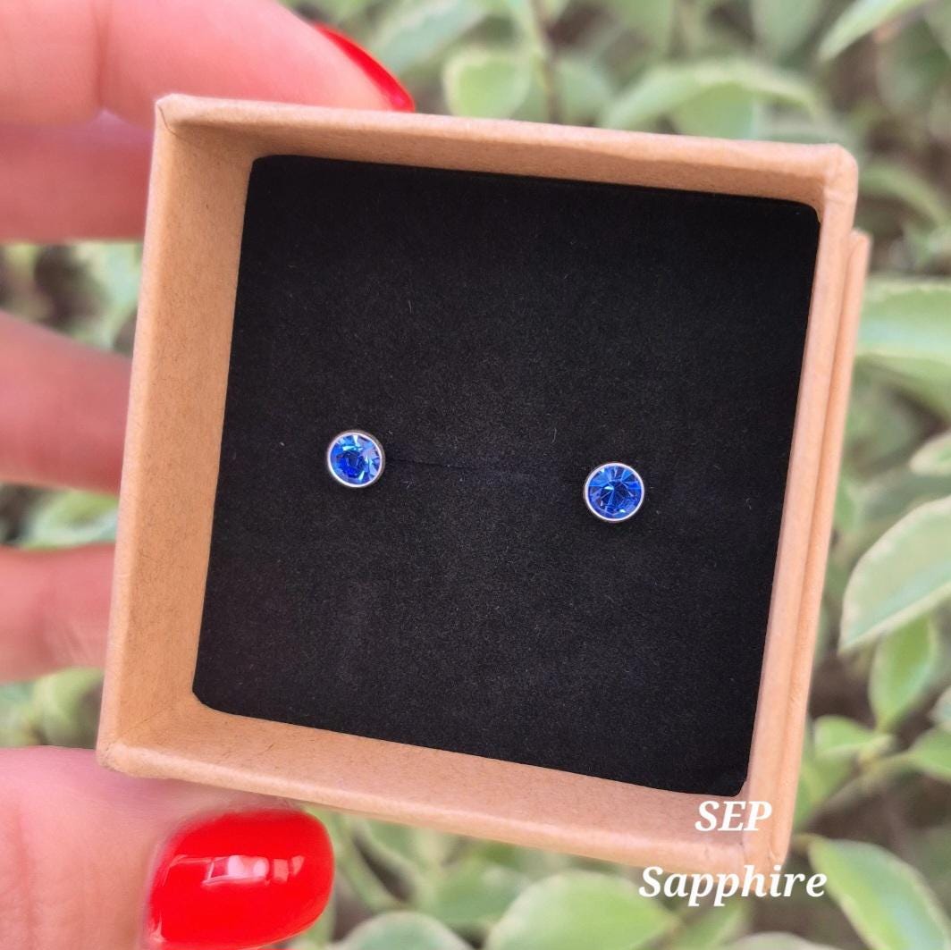 Orecchini A Bottone In Argento Sterling TISHAVI Con Cristalli Europei AAA+ - Rotondi 6 Mm, Ipoallergenici, Senza Nichel, Regalo Per Donna In Sacchetto Di Velluto