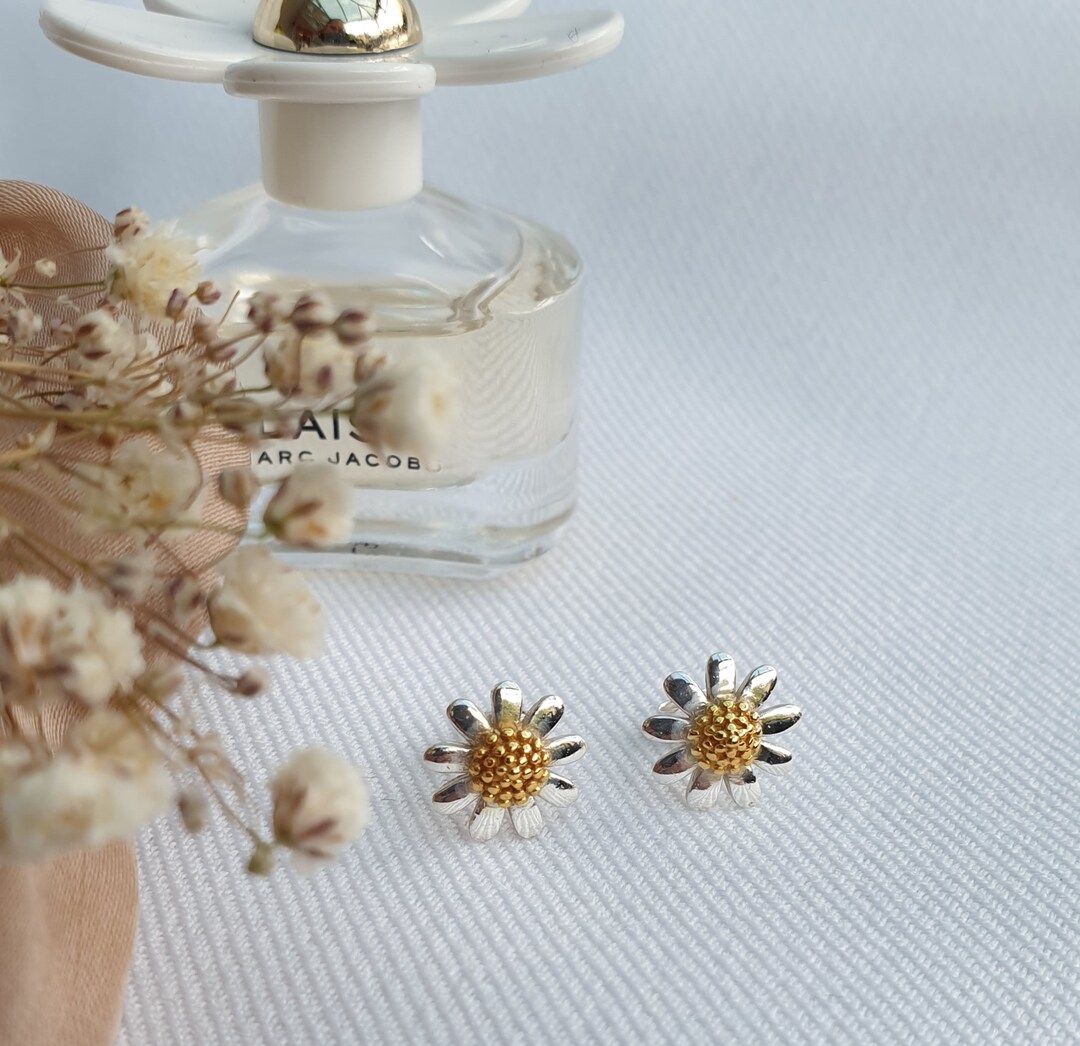 Reffeer 925 Sterling Silber Gänseblümchen Ohrstecker – Zierliche Blumen-Ohrringe
