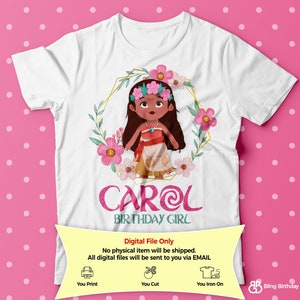 Moana Birthday shirt iron on transfer, Personalized DIY birthday girl Shirt, Birthday Girl Party Printables