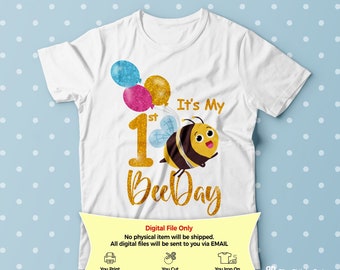 Bienen Geburtstag Shirt Eisen auf Transfer, Bienen Geburtstagsparty Thema, personalisierte Shirt, Shirt für Mädchen / Jungen, Bienen-Party-Shirt mit Alter des Kindes