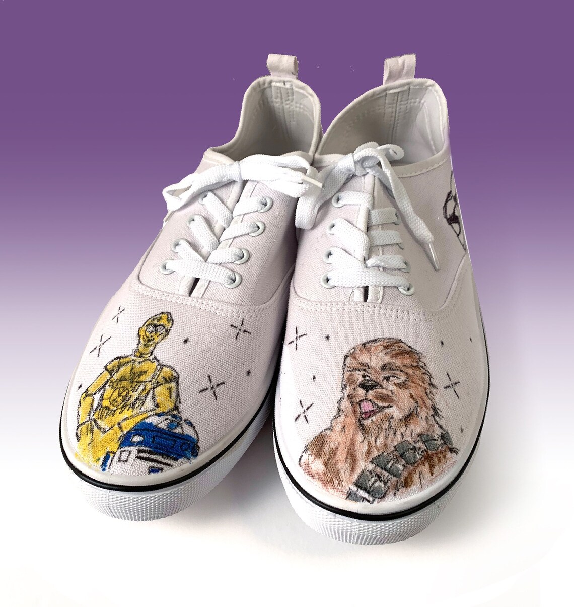 Hand Painted Tennis Shoes Featuring Star Wars Characters Etsy