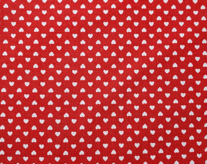 Tiny Hearts, Cotton Fabric. Tiny White Hearts on Red. Alternating up ...