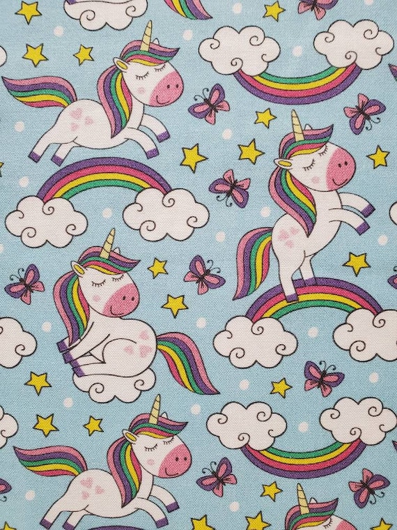 100% Cotton Fabric - Rainbows & Clouds - 43' 100% Cotton Fabric - Rainbows & Clouds - 43'