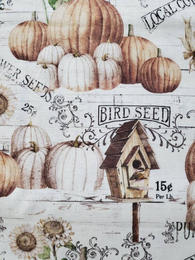 Pumpkin Farmhouse. Cotton Fabric by Tim Coffey for Springs Etsy