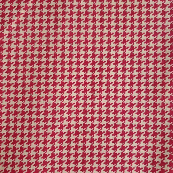 Houndstooth, Pink and White, Cotton Fabric, Made in the USA. By the Half Yard. 18" long x 43" wide.