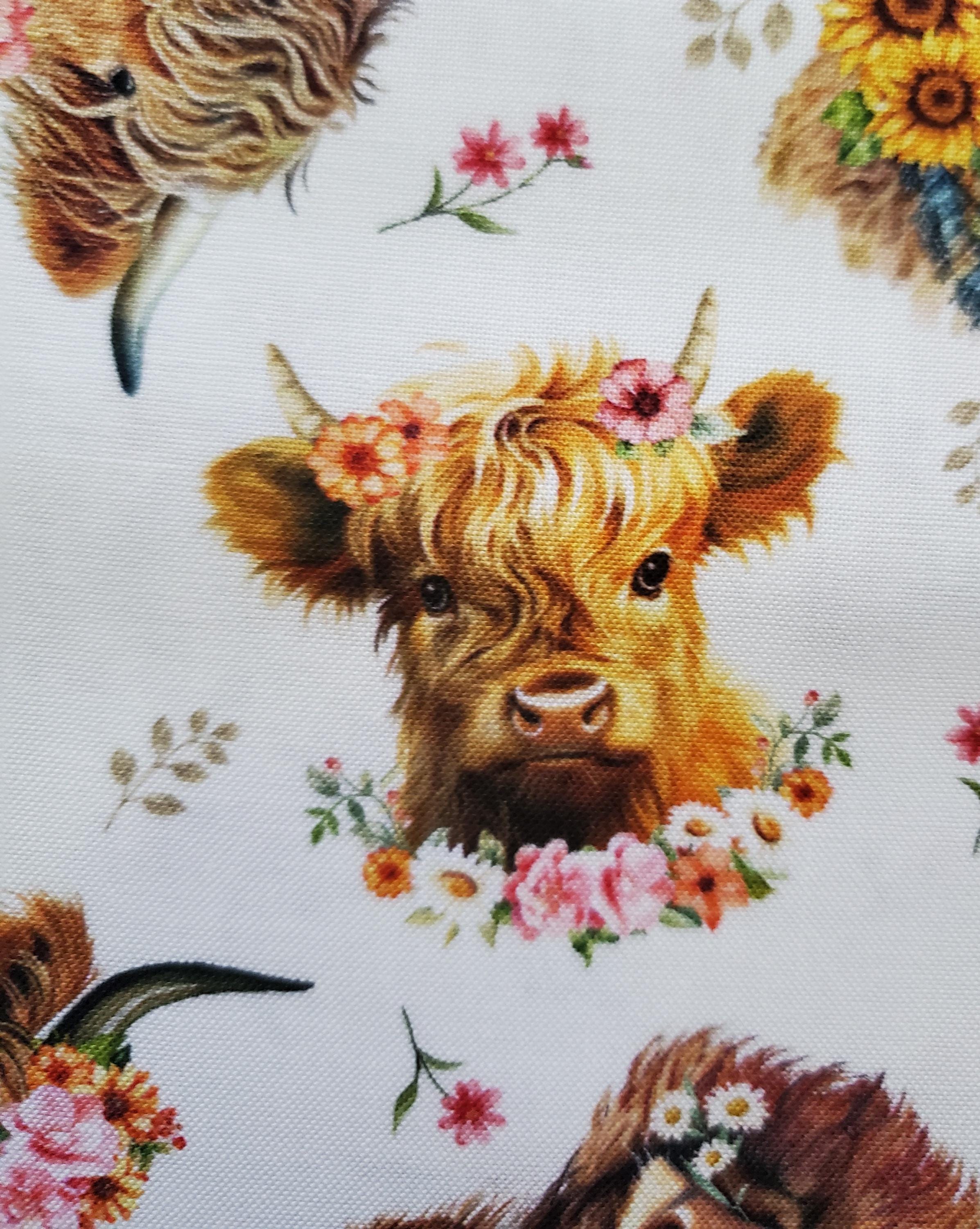 Highland Cows & Honey Bees. 3 Coordinating Cotton Prints. Sunflowers ...