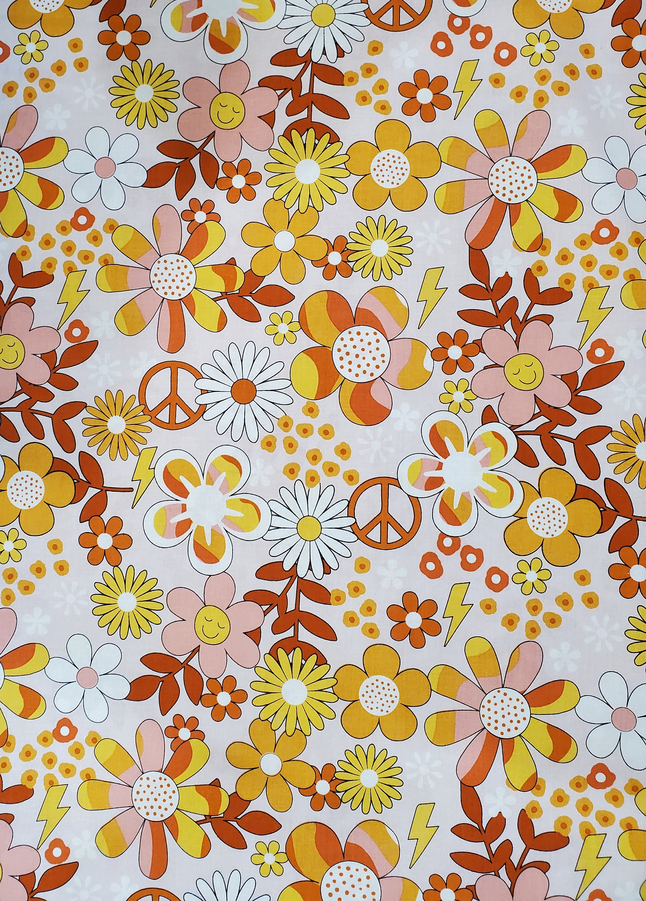 Happy Hippie. Cotton Fabric by Brother Sister. Hippie