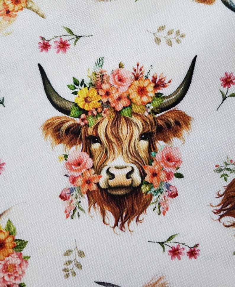 Highland Cows & Honey Bees. 3 Coordinating Cotton Prints. Sunflowers ...