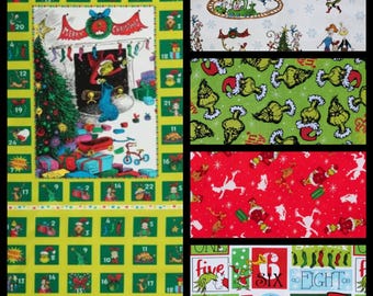 Merry Grinchmas, Cotton Fabric by Robert Kaufman. Coordinating Prints or Panel. Prints By the Half Yard, 18&quot; x 43&quot; wide. Panel, 25&quot; x 42&quot;.