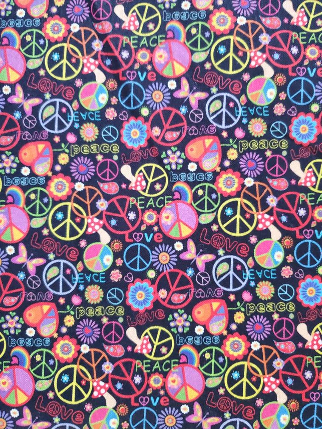 Pop Art Peace Symbols Fabric