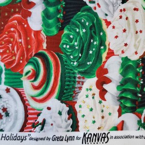 Sweet Holidays. Cotton Fabric by Greta Lynn for Kanvas Fabrics. Candies, Cupcakes, and Matching Swirls. By the Half Yard, 18" x 43" wide. image 8
