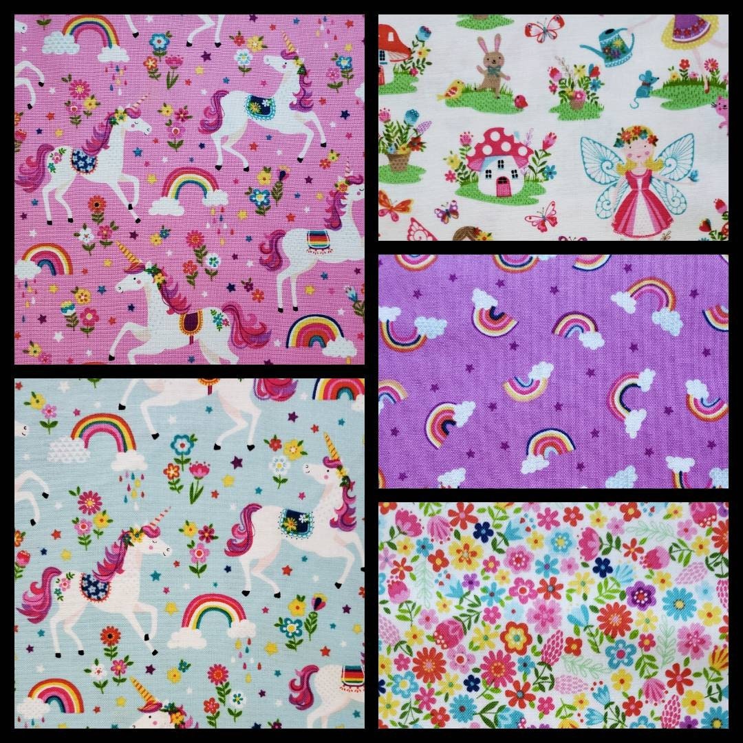 Daydream, Cotton Fabric by Makower UK. Fairies, Unicorns, and Rainbows ...