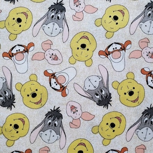 Pooh and Friends, 100% Cotton Fabric for Disney, by Springs Creative. Pooh, Eeyore, Tigger, Piglet. By the Half Yard. 18&quot; long x 43&quot; wide.