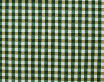 Winter Joy, Coordinating Cotton Fabric by Hannah West for Henry Glass. Dark Green, Lime Green, and White Check. By the Half Yard, 18"x43".