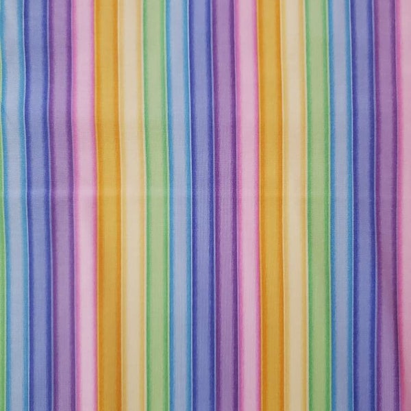 Unicorn Dreams, Rainbow Stripe, 100% Cotton Fabric by Henry Glass. By the Half Yard, 18" long x 43" wide.