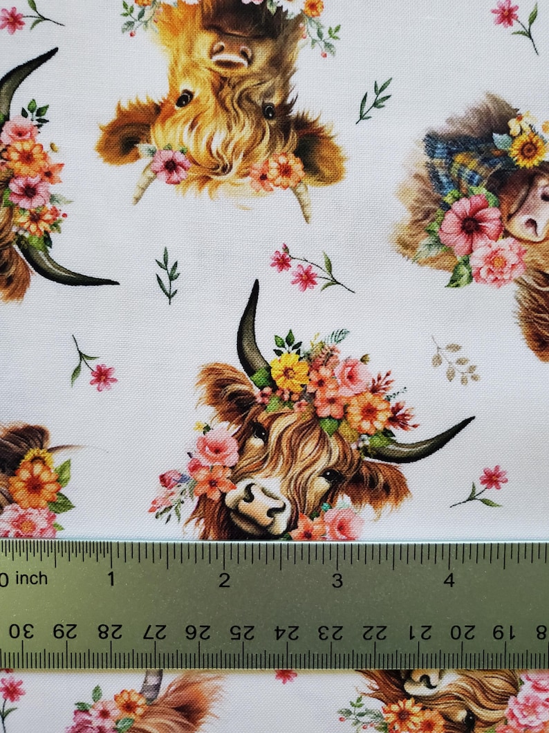 Highland Cows & Honey Bees. 3 Coordinating Cotton Prints. Sunflowers ...