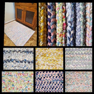 Hand-Crafted, Twined Rag Rug, 100% Cotton. 6 Options: Buttercup, Desert, Candy, Blue Hues, Spring, and Sage. 37" long x 25" wide.