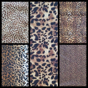 Leopard Skin Collection, Animal Skin Prints. 5 Variations. 100% Cotton Fabric. By the Half Yard, 18&quot; long x 43&quot; wide.