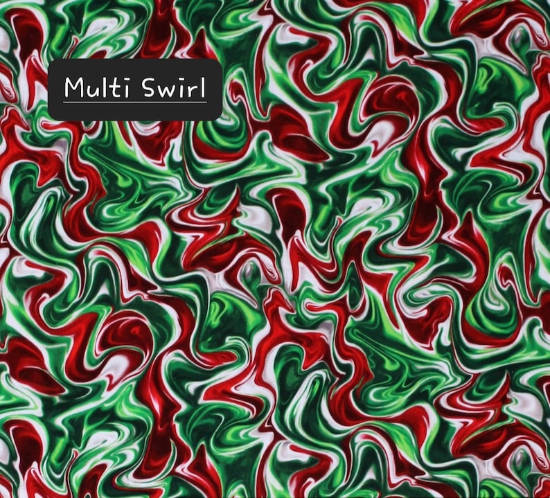 Sweet Holidays. Cotton Fabric by Greta Lynn for Kanvas Fabrics. Candies, Cupcakes, and Matching Swirls. By the Half Yard, 18" x 43" wide. Multi Swirl