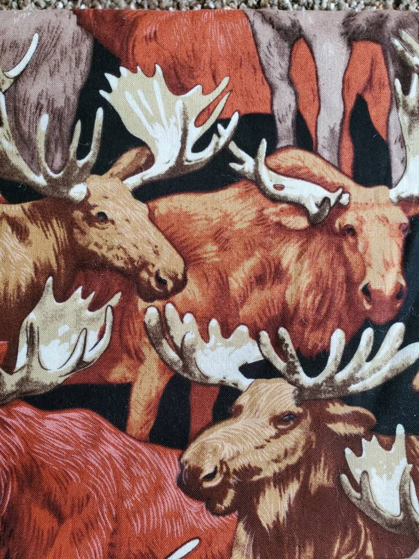 Moose Cotton Fabric by HiFashion Fabrics. Shades of Rust Etsy