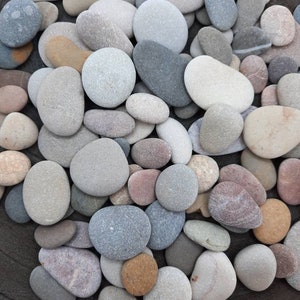 Bulk of 100 Pebbles, Flat & Colorful Genuine Beach Stones, Medium to Small Size, Craft Supply, Pebble Art, Beach Decor image 3