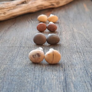 Beach Pebble Stud Earrings, Tiny Beach Pebble Studs, Sterling Silver Stud Earrings, Gift for Her, Simple, Minimalist, Unique, Original,