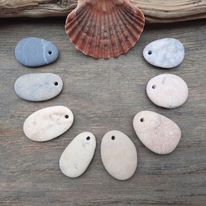 Drilled Beach Pebbles: Natural Stone Pendants, Jewelry Making Supplies