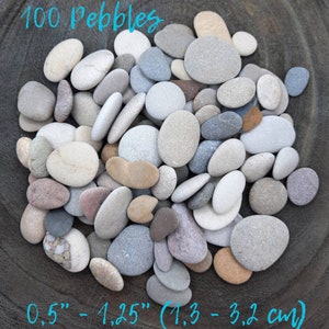 Bulk of 100 Pebbles, Flat & Colorful Genuine Beach Stones, Medium to Small Size, Craft Supply, Pebble Art, Beach Decor image 2