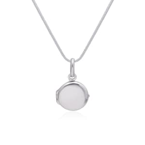 Abhooshan 925 Sterling Silver Round Photo Locket Pendant | Small Unisex Keepsake Necklace | Gift for Birthday, Anniversary | 18 Silver Chain