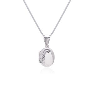 925 Sterling Silver Oval Photo Locket Pendant | Unisex Necklace with 18&quot; Chain | Stylish Gift for Birthday, Anniversary | Abhooshan