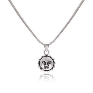 Suraj Surya Sun Pendant Necklace | 92.5 Sterling Silver Baby Jewelry | Toddler Gift | 18 Chain | Religious Hindu Charm