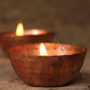 Copper tea light holder, hand hammered copper sold individually image 2