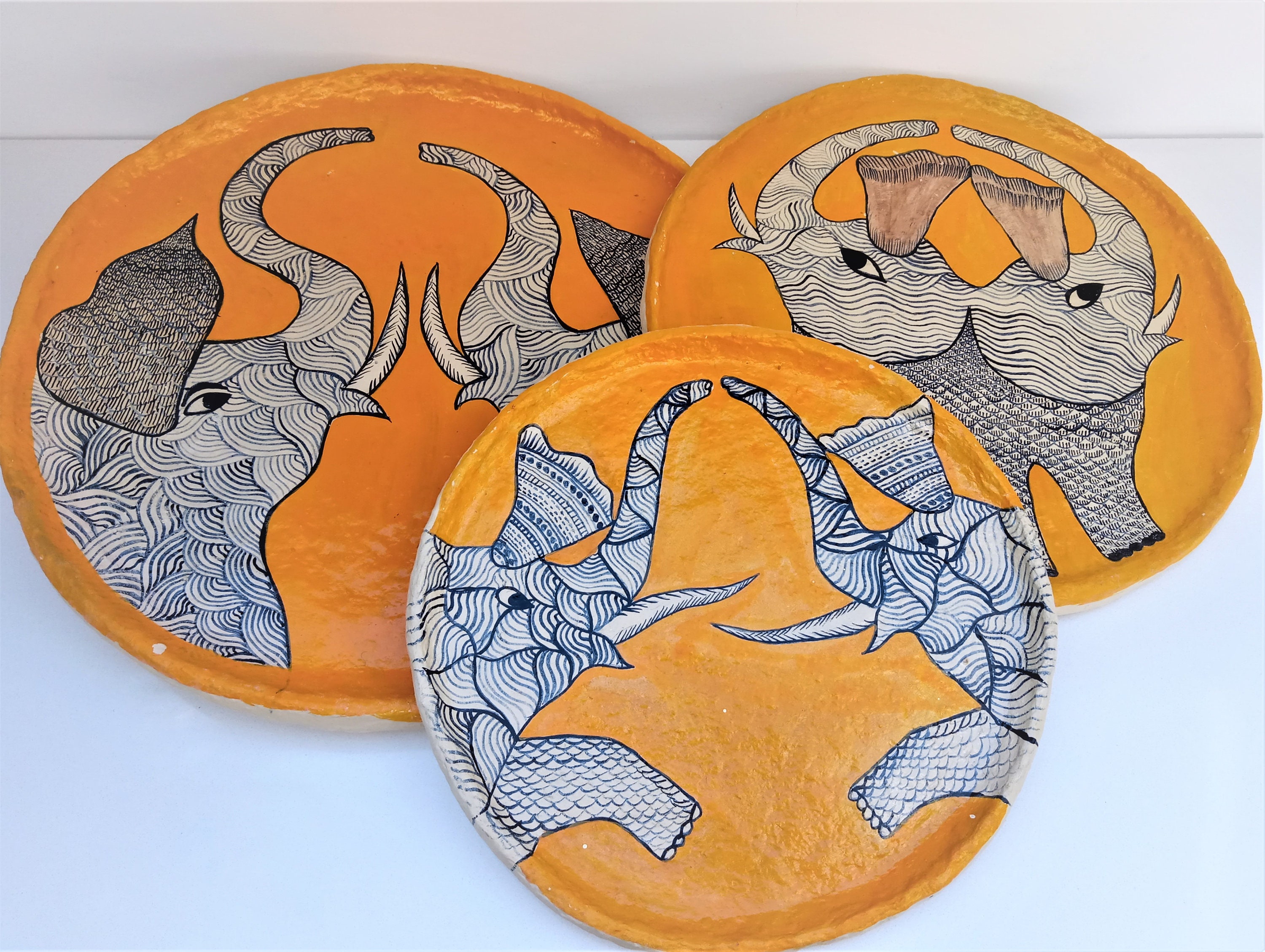 Hand made and painted papier mache plate featuring original Etsy