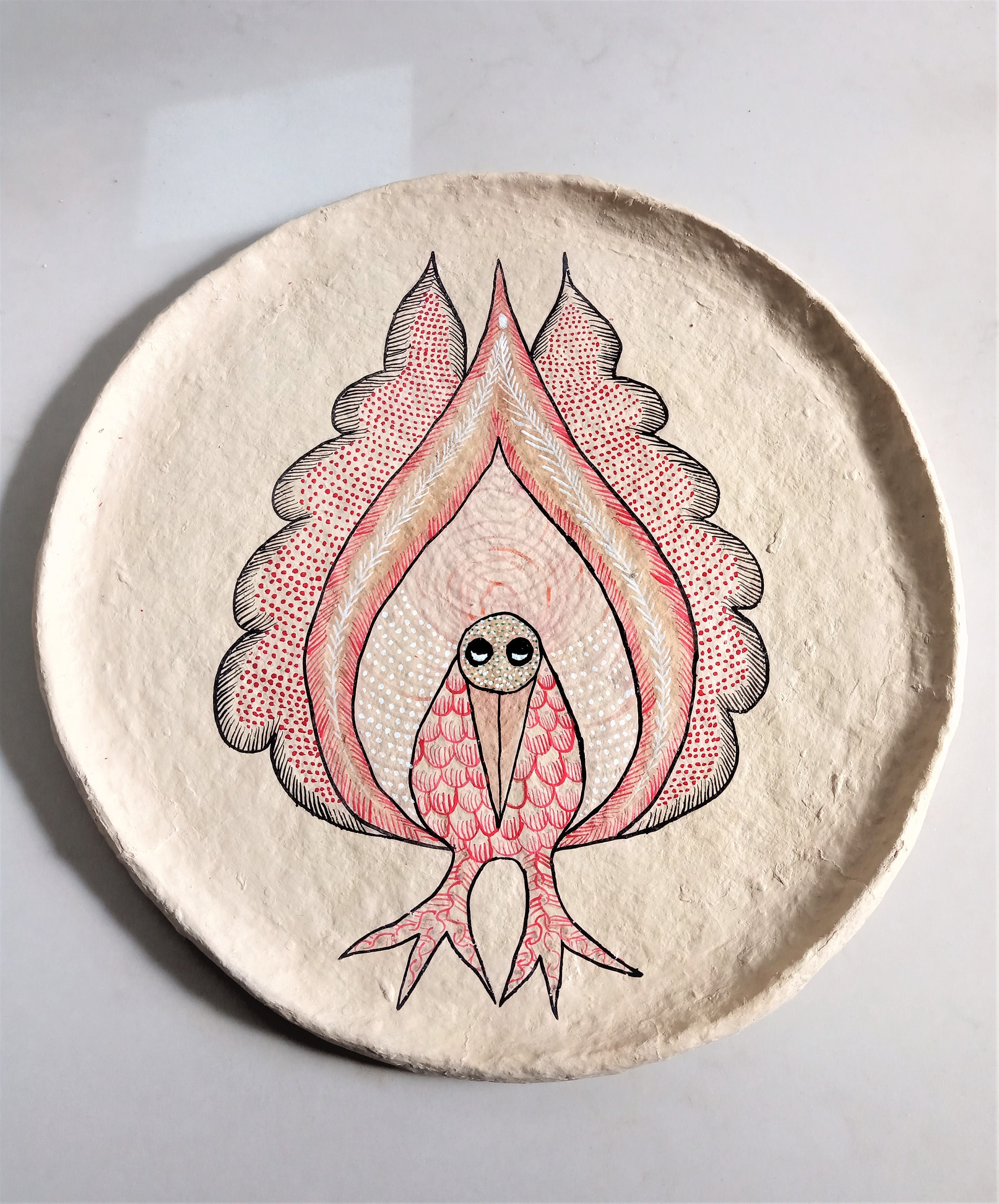 Hand made papier mache plate with original gond artwork Etsy