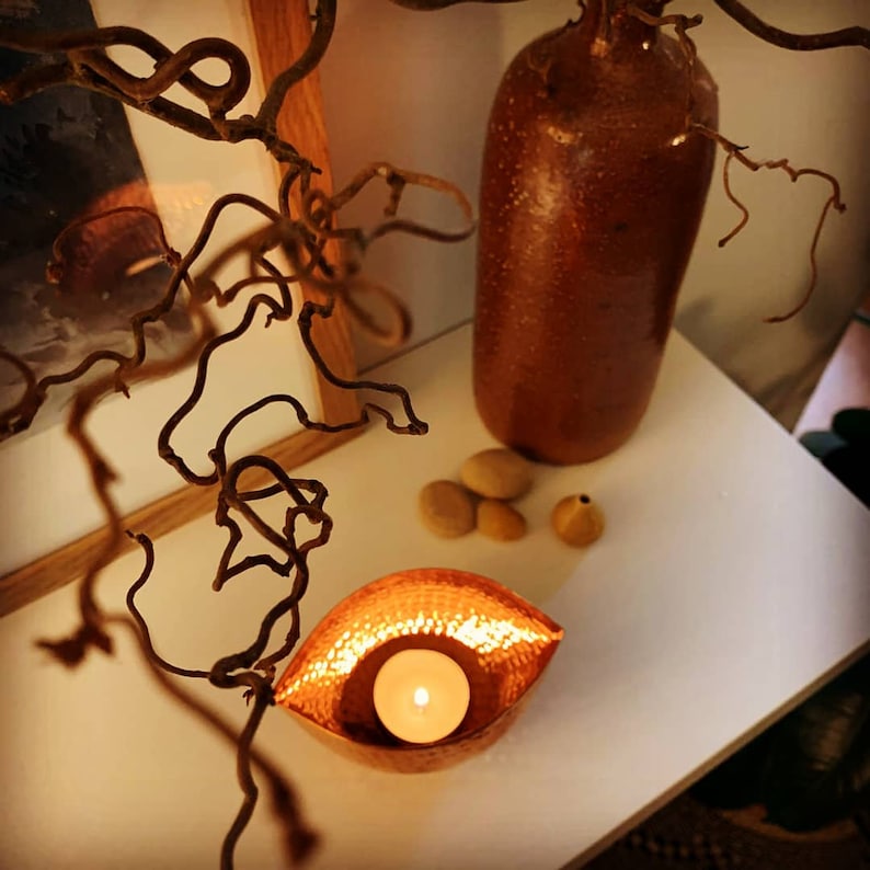 Copper Tea Light Holder Hand Hammered Copper Etsy UK