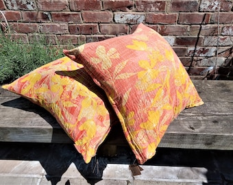 100% Kantha stitched cotton cushions 65x65cm.  Made from recycled vintage cotton saris.