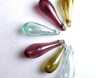 Set of 6 hand blown glass baubles made from 100% recycled glass