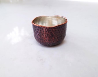 Luxurious pure copper Sake cup with tin lining