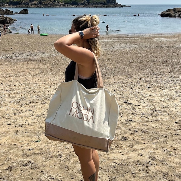 Grand sac fourre-tout bio avec poches à fermeture éclair - sac de plage - sac de natation