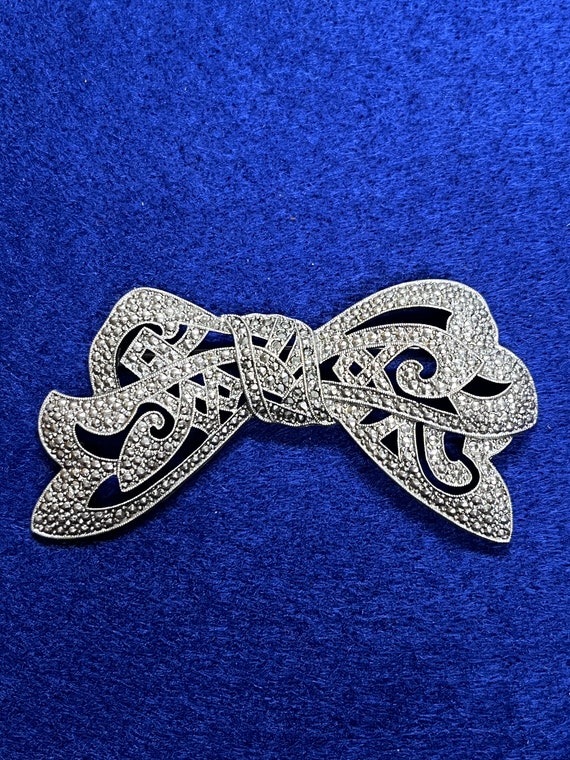 Vintage Large Marcasite Bow Brooch by 1928 Jewelry