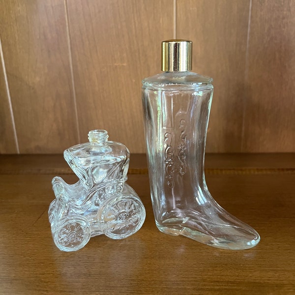 Pair of Vintage Avon Perfume Bottles - 1960's - Courting Carriage and Ladies Boot