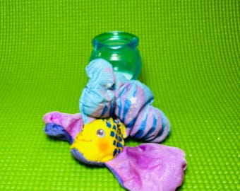 Smooshee "Squish Fish" 1987 Fisher Price Toy With Plastic Bowl