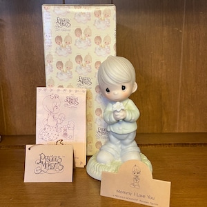 Precious Moments “Mommy I Love You” Boy Holding White Flower - #109975 (Retired)