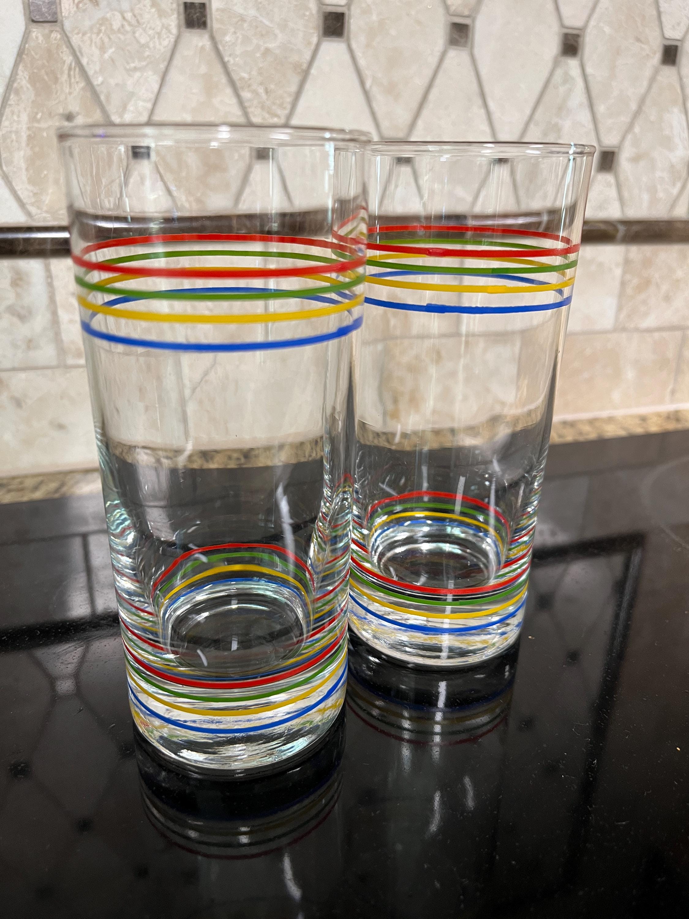 Vintage Rainbow Striped Glassware - 1970's Vintage - Etsy