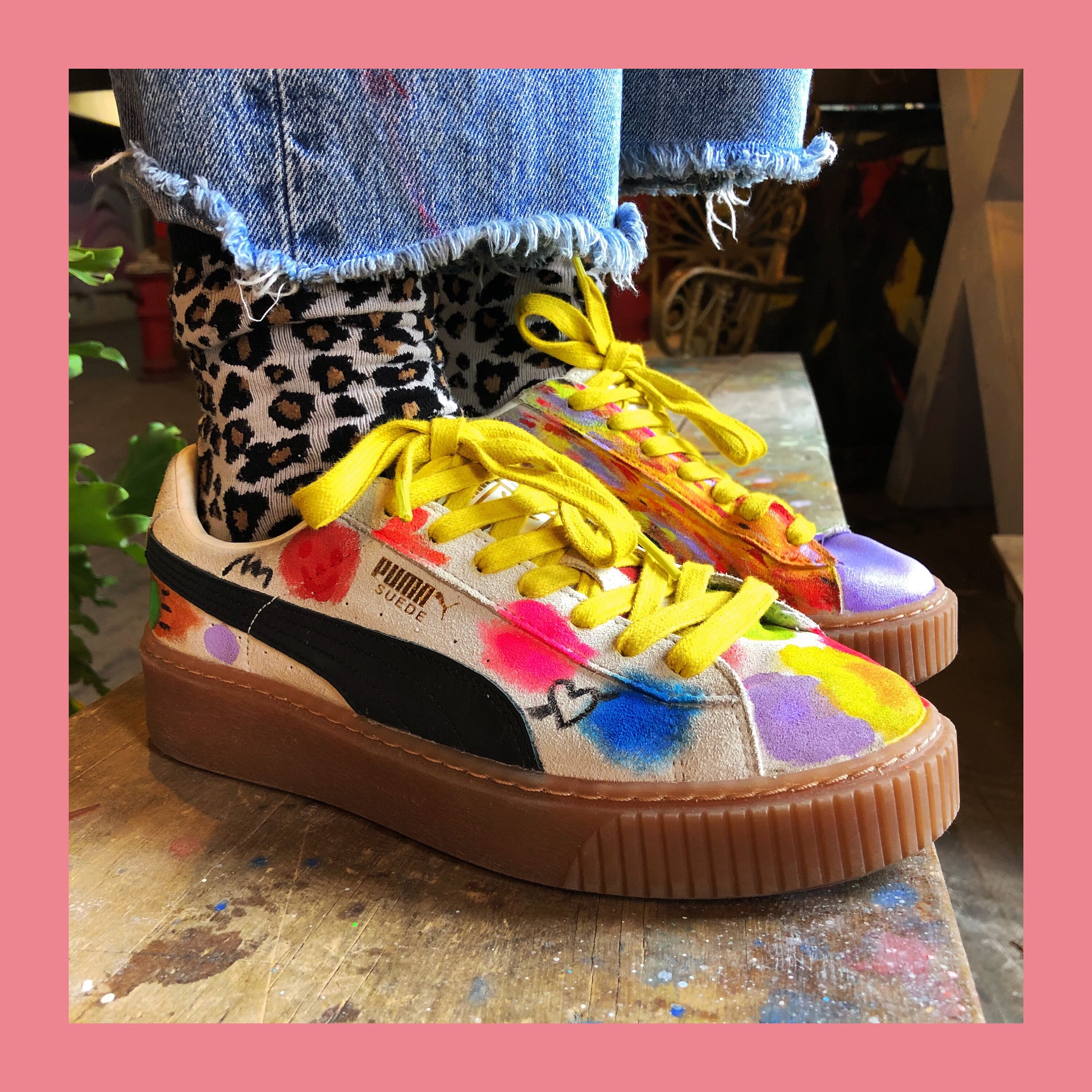 Custom hand painted puma sneakers size 8 Etsy