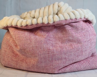 Sac câlin de luxe pour chiens / couverture réversible et sac de couchage en un - ROSE / ROSE disponible immédiatement