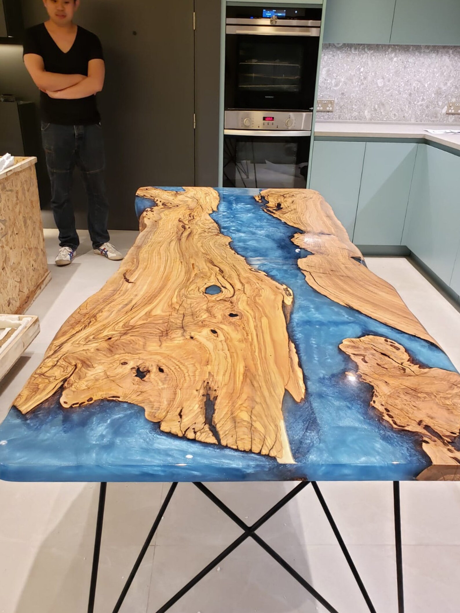 Ocean Epoxy Log Table Etsy