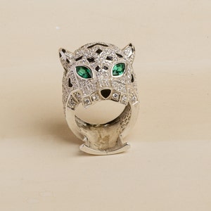 Panther Ring Jaguar Ring Tiger Ring 925 Sterling Silver Panther Ring  Animal Ring Statement Ring gift for her Vintage Ring Cat Eye Ring